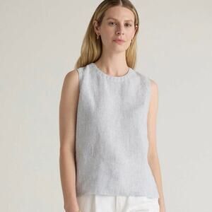 Quince NWT 100% European Linen Blue Pinstripe Medium